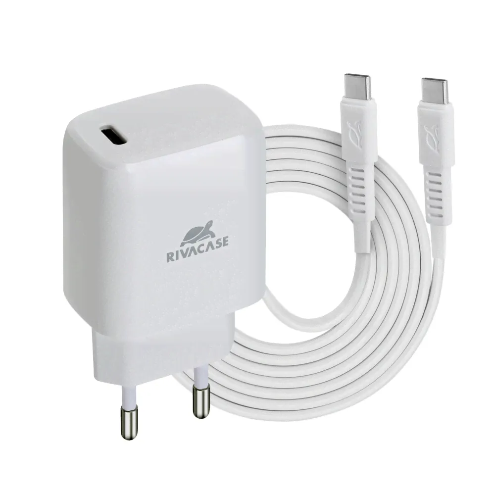 Сетевое зарядное устройство RIVACASE PS4191 WD4 белое 20W PD 3.0/ выход USB-C, с кабелем Type С-Type C