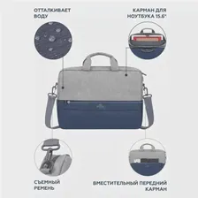 Сумка для ноутбука RIVACASE 7532 grey/dark blue