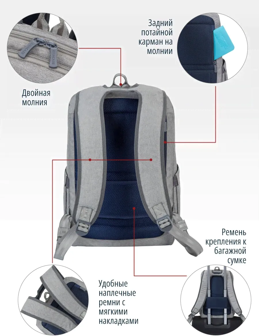 RIVACASE Рюкзак для ноутбука 15.6" серый Rivacase 7760 grey рюкзак-1